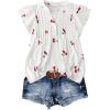 image:imageSOLY HUX Plus Size Tops for Women Cherry Print Notched V Neck Ruffle Cap Sleeve Vacation Casual BlouseWhite Cherry