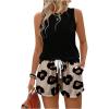 image:imageSOLY HUX Womens 2 Piece Outfits Sleeveless Tank Tops and Leopard Print Shorts Casual Summer SetMulticoloured