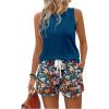 image:imageSOLY HUX Womens 2 Piece Summer Vacation Outfits Sleeveless Tank Tops and Floral Shorts SetMulticoloured Floral