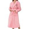image:imageSOLY HUX Womens Bathrobes Long Sleeve Belted Fleece Belted Midi Robe Pajamas Sleepwear with PocketsPink Heart