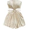 image:imageSOLY HUX Womens Boho Tie Backless Tube Top Romper Strapless Cut Out Wide Leg Vacation Short JumpsuitsPlain Apricot