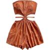 image:imageSOLY HUX Womens Boho Tie Backless Tube Top Romper Strapless Cut Out Wide Leg Vacation Short JumpsuitsSolid Brown