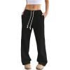 image:imageSOLY HUX Womens Drawstring Sweatpants Elastic Low Rise Baggy Straight Leg Casual Pants with PocketsPure Black