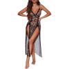 image:imageSOLY HUX Womens Lace Zebra Print Mesh Lingerie Set Split Babydoll Chemise Nightgown SleepwearMulticolor Leopard