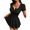 image:imageSOLY HUX Womens Nightgown Scoop Neck Short Sleeve Mini Dress Knit Nightdress SleepwearPlain Black