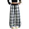 image:imageSOLY HUX Womens Plaid Checkered Pants Flannel Pajama Pants Lounge Wide Leg Baggy Sweatpants with PocketsBlack White Plaid