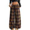 image:imageSOLY HUX Womens Plaid Checkered Pants Flannel Pajama Pants Lounge Wide Leg Baggy Sweatpants with PocketsBrown Plaid