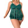 image:imageSOLY HUX Womens Plus Size 2 Piece Lingerie Set Lace Sheer V Neck Sleeveless Top and Shorts Set SleepwearPlain Dark Green