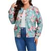 image:imageSOLY HUX Womens Plus Size Button Up Cardigan Floral Print Long Sleeve Crew Neck Sweater CoatGreen Floral