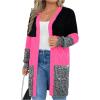 image:imageSOLY HUX Womens Plus Size Color Block Cardigan Sweater Open Front Long Sleeve Casual CardigansHotpink Colorblock