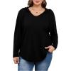 image:imageSOLY HUX Womens Plus Size Drawstring Hoodie Dressy Casual Raglan Long Sleeve Knit SweatshirtsPlain Black