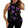 image:imageSOLY HUX Womens Plus Size Floral Halter Tank Top Sleeveless Flowy Summer Going Out ShirtsBlack and Purple Printed