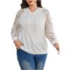image:imageSOLY HUX Womens Plus Size Lace Long Sleeve Hoodies Hooded Sweatshirts Casual Loose Pullover TopsPure White