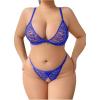 image:imageSOLY HUX Womens Plus Size Lingerie Set Lace Sheer Deep V Neck Bra and Panty Sexy UnderwearRoyal Blue