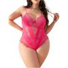image:imageSOLY HUX Womens Plus Size Lingerie Sexy Bodysuit Lace Sheer One Piece Cami Teddy Babydoll NightwearHot Pink