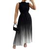 image:imageSOLY HUX Womens Plus Size Maxi Dress Ombre Mock Neck Sleeveless Pleated A Line Flowy Long DressesBlack Gradient