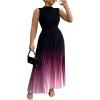 image:imageSOLY HUX Womens Plus Size Maxi Dress Ombre Mock Neck Sleeveless Pleated A Line Flowy Long DressesMulticoloured Gradient