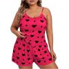 image:imageSOLY HUX Womens Plus Size Pajama Set 2 Piece Cute Heart Print Lounge Cami Top and Elastic Waist Shorts Pjs SleepwearHotpink Heart Print