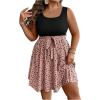image:imageSOLY HUX Womens Plus Size Polka Dots Sleeveless Summer Tank Dress Belted Vacation Beach Flowy Short DressesPink Black Multi