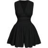 image:imageSOLY HUX Womens Plus Size Ruched Deep V Neck Romper Summer Sleeveless Wide leg Short JumpsuitsPlain Black