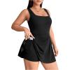 image:imageSOLY HUX Womens Plus Size Sleeveless Rompers Square Neck Athletic Tennis Dress Built in ShortsPlain Black