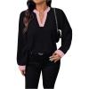 image:imageSOLY HUX Womens Plus Size Tops Notched V Neck Long Sleeve Color Block Casual Work BlouseBlack and Pink