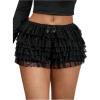 image:imageSOLY HUX Womens Plus Size Y2k Lace Ruffle Bloomers Mini Shorts Sweet Layered Party Pumpkin BottomsPure Black