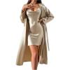 image:imageSOLY HUX Womens Satin Pajama Set Cowl Neck Silk Nightgown Slip Cami Dress with Belted RobePure Champagne