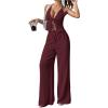 image:imageSOLY HUX Womens Sexy 2 Piece Outfits Sleeveless Halter Top and Wide Leg Pants SetPlain Burgundy