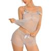 image:imageSOLY HUX Womens Sexy Sheer Mesh Pajama Bowknot Camisole Top and Shorts 2 Piece Cute Heart Print See Through Lingerie SetBlue Heart