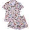 image:imageSOLY HUX Womens Short Pajamas Set Cute Printed Button Short Sleeve Shirt with Shorts Sleepwear PJs SetWhite Animals