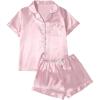 image:imageSOLY HUX Womens Silk Pajama Set Short Sleeve Satin Sleepwear Button Down Shirt and Shorts Sets LoungewearPlain Pink