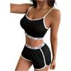 image:imageSOLY HUX Womens Sleepwear Two Piece Pajama Set Camisole Crop Top and Mini Shorts LoungewearBlack Letter