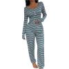 image:imageSOLY HUX Womens Striped Pajama Set Long Sleeve T Shirt Tops and Pants Fall Loungewear SleepwearBlue Striped