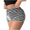 image:imageSOLY HUX Womens Striped Print High Waisted Fuzzy Skinny Mini Shorts Summer Going Out OutfitsBlack and White