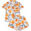 image:imageSOLY HUX Womens Summer Lounge Set Printed Short Sleeve Shirt and Shorts Pajamas Two Piece SleepwearOrange Multi