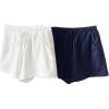 image:imageSOLY HUX Womens Tie Front Elastic Waist Linen Mini Shorts 2 Packs Vacation Summer Short PantsDark Blue and White