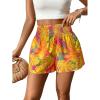 image:imageSOLY HUX Womens Tropical Print Elastic High Waisted Shorts Casual Summer Wide Straight Leg Shorts