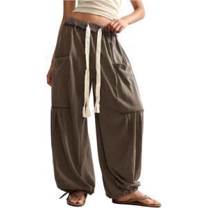 image:imageSOLY HUX Womens Baggy Sweatpants Drawstring Waist Jogger Pants with Pocket Casual Wide Leg PantsCoffee Brown