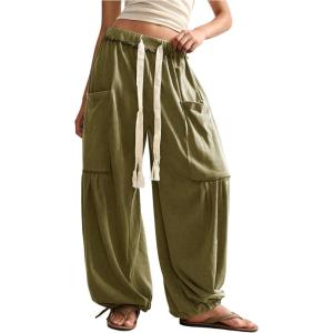 image:imageSOLY HUX Womens Baggy Sweatpants Drawstring Waist Jogger Pants with Pocket Casual Wide Leg PantsOlive Green