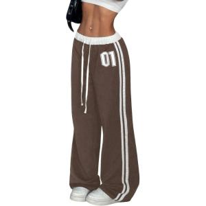 image:imageSOLY HUX Womens Baggy Sweatpants Wide Leg Ed Hardy Sweatpant Y2k Drawstring Pants StreetwearBrown Number