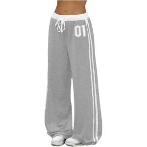 image:imageSOLY HUX Womens Baggy Sweatpants Wide Leg Ed Hardy Sweatpant Y2k Drawstring Pants StreetwearGrey Number
