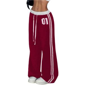image:imageSOLY HUX Womens Baggy Sweatpants Wide Leg Ed Hardy Sweatpant Y2k Drawstring Pants StreetwearRed Printed