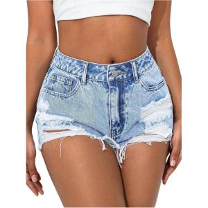 image:imageSOLY HUX Womens Denim Shorts High Waisted Ripped Distressed Casual Jean Shorts with PocketsLight Wash