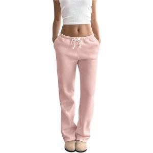 image:imageSOLY HUX Womens Drawstring Sweatpants Elastic Low Rise Baggy Straight Leg Casual Pants with PocketsPure Pink