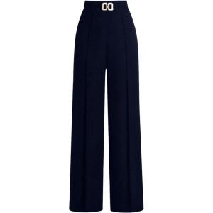 image:imageSOLY HUX Womens High Waisted Dress Pants Metal Linked Casual Work Office Business Long TrousersPlain Blue