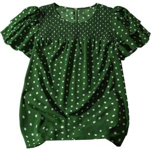 image:imageSOLY HUX Womens Plus Size Blouse Polka Dots Ruffle Short Sleeve Casual Summer TopsGreen Polka Dots