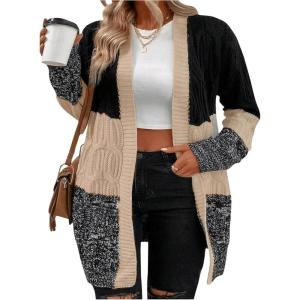 image:imageSOLY HUX Womens Plus Size Color Block Cardigan Sweater Open Front Long Sleeve Casual CardigansMulticoloured Colorblock