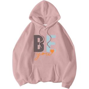 image:imageSOLY HUX Womens Plus Size Sweatshirt Letter Graphic Hoodies Drawstring Drop Shoulder Long Sleeve Pullover TopsDusty Pink Letter