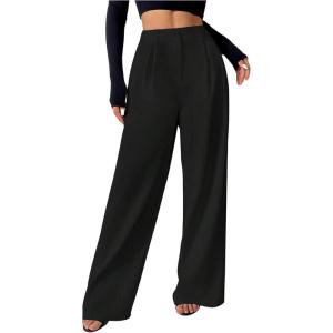 image:imageSOLY HUX Womens Wide Leg Dress Pants High Waisted Pleated Loose Work Office TrousersPure Black
